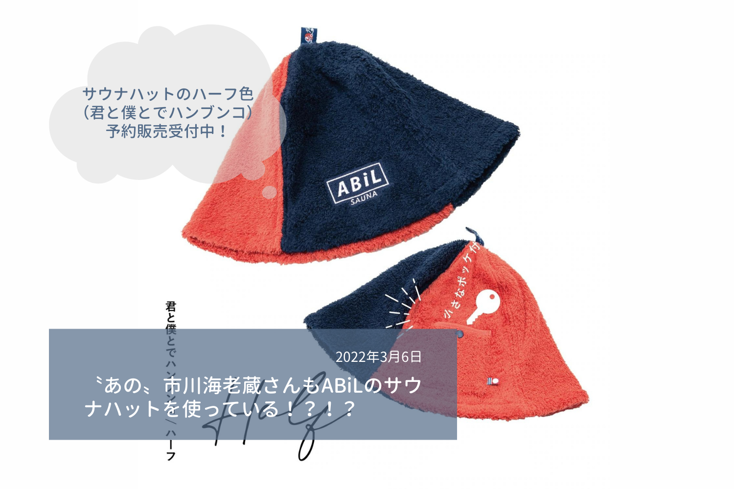 市川海老蔵さん愛用のABiLサウナハット紹介ブログへのリンク画像
