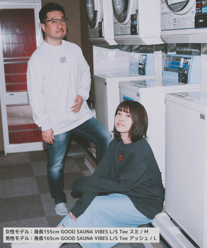 GOOD SAUNA VIBES L/S Tee 6.2oz ホワイト ABiL