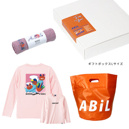 ABiL Sauna Gift ABiYO? L/S Tee BabyPink MOKUタオル Pink BOUSUI BAG Orange ギフトセット