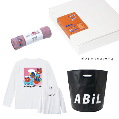 ABiL Sauna Gift ABiYO? L/S Tee White MOKUタオル Pink BOUSUI BAG Black ギフトセット