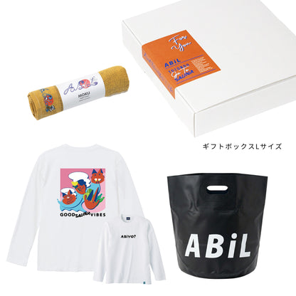 ABiL Sauna Gift ABiYO? L/S Tee White MOKUタオル Yellow BOUSUI BAG Black ギフトセット