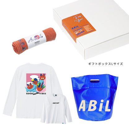 ABiL Sauna Gift ABiYO? L/S Tee White MOKUタオル Orange BOUSUI BAG Blue ギフトセット