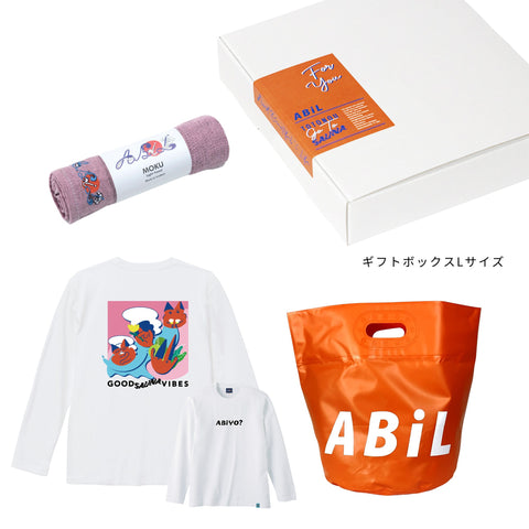 ABiL Sauna Gift ABiYO? L/S Tee White MOKUタオル Pink BOUSUI BAG Orange ギフトセット