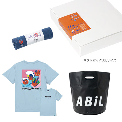 ABiL Sauna Gift ABiYO? S/S Tee LightBlue MOKUタオル Navy BOUSUI BAG Black ギフトセット