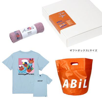 ABiL Sauna Gift ABiYO? S/S Tee LightBlue MOKUタオル Pink BOUSUI BAG Orange ギフトセット