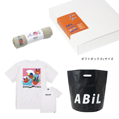 ABiL Sauna Gift ABiYO? S/S Tee White MOKUタオル Khaki BOUSUI BAG Black ギフトセット