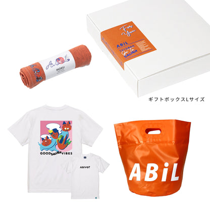 ABiL Sauna Gift ABiYO? S/S Tee White MOKUタオル Orange BOUSUI BAG Orange ギフトセット