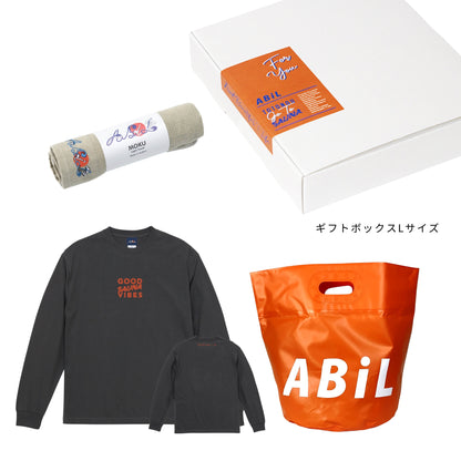 ABiL Sauna Gift GOOD SAUNA VIBES L/S Tee Sumi MOKUタオル Khaki BOUSUI BAG Orange ギフトセット