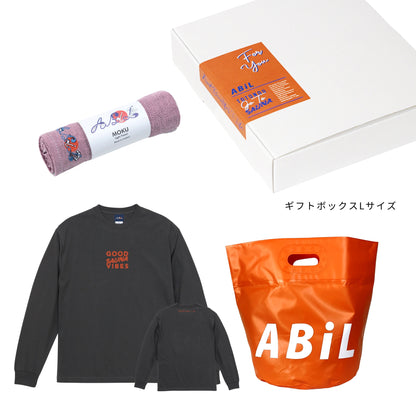 ABiL Sauna Gift GOOD SAUNA VIBES L/S Tee Sumi MOKUタオル Pink BOUSUI BAG Orange ギフトセット