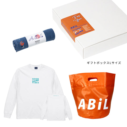 ABiL Sauna Gift GOOD SAUNA VIBES L/S Tee White MOKUタオル Navy BOUSUI BAG Orange ギフトセット