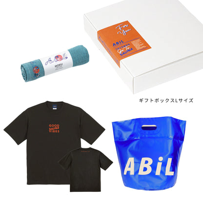ABiL Sauna Gift GOOD SAUNA VIBES S/S Tee Sumi MOKUタオル BlueGreen BOUSUI BAG Blue ギフトセット