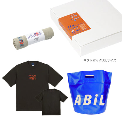 ABiL Sauna Gift GOOD SAUNA VIBES S/S Tee Sumi MOKUタオル Khaki BOUSUI BAG Blue ギフトセット