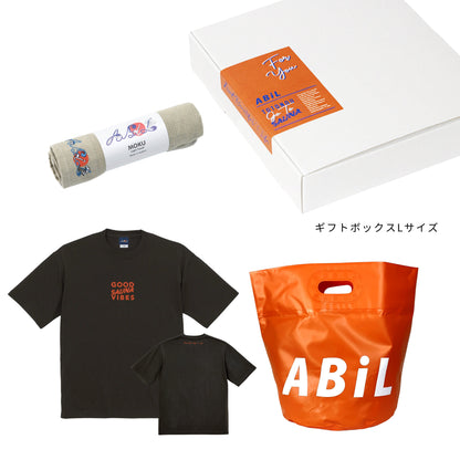ABiL Sauna Gift GOOD SAUNA VIBES S/S Tee Sumi MOKUタオル Khaki BOUSUI BAG Orange ギフトセット