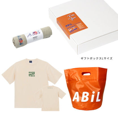 ABiL Sauna Gift GOOD SAUNA VIBES S/S Tee VintageNatural MOKUタオル Khaki BOUSUI BAG Orange ギフトセット