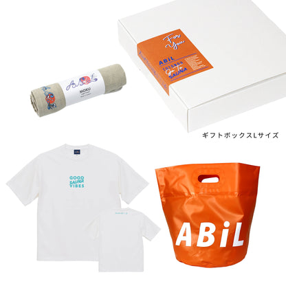 ABiL Sauna Gift GOOD SAUNA VIBES S/S Tee White MOKUタオル Khaki BOUSUI BAG Orange ギフトセット