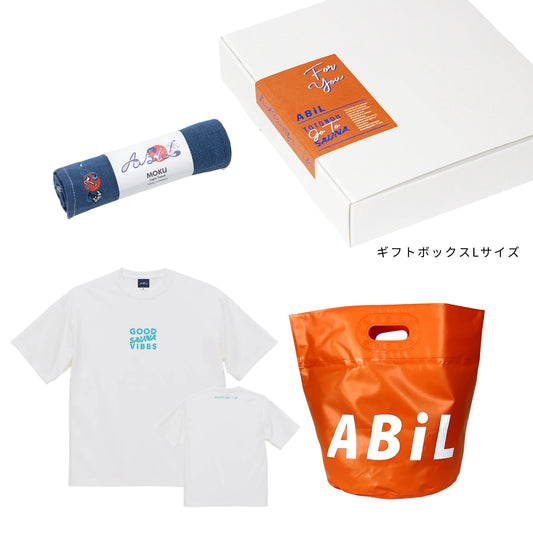 ABiL Sauna Gift GOOD SAUNA VIBES S/S Tee White MOKUタオル Navy BOUSUI BAG Orange ギフトセット