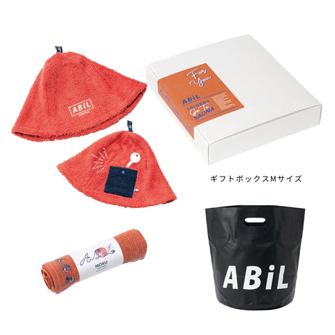 ABiL Sauna Gift サウナハット Orange MOKUタオル Orange BOUSUI BAG Black ギフトセット