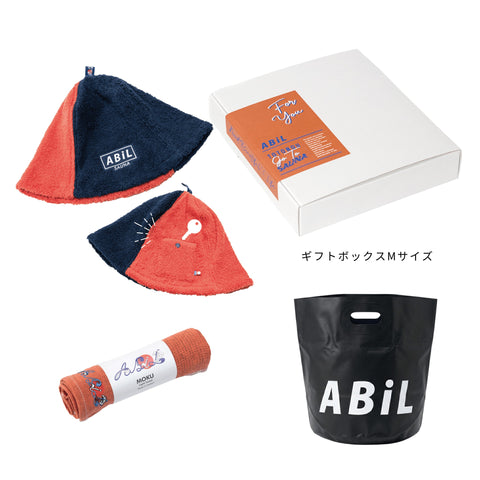 ABiL Sauna Gift サウナハット Harf(2by) MOKUタオル Orange BOUSUI BAG Black ギフトセット