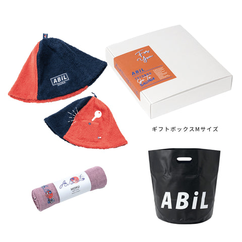 ABiL Sauna Gift サウナハット Harf(2by) MOKUタオル Pink BOUSUI BAG Black ギフトセット