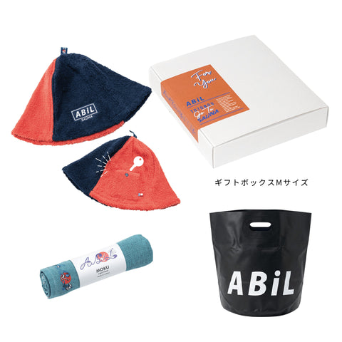ABiL Sauna Gift サウナハット Harf(2by) MOKUタオル BlueGreen BOUSUI BAG Black ギフトセット