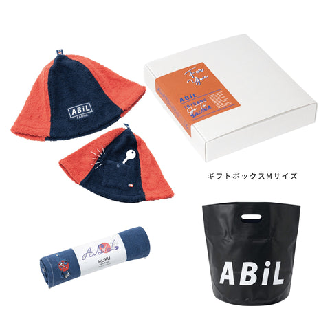 ABiL Sauna Gift サウナハット Crazy(4by) MOKUタオル Navy BOUSUI BAG Black ギフトセット
