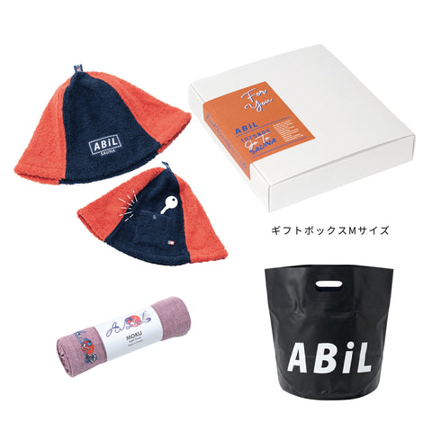 ABiL Sauna Gift サウナハット Crazy(4by) MOKUタオル Pink BOUSUI BAG Black ギフトセット